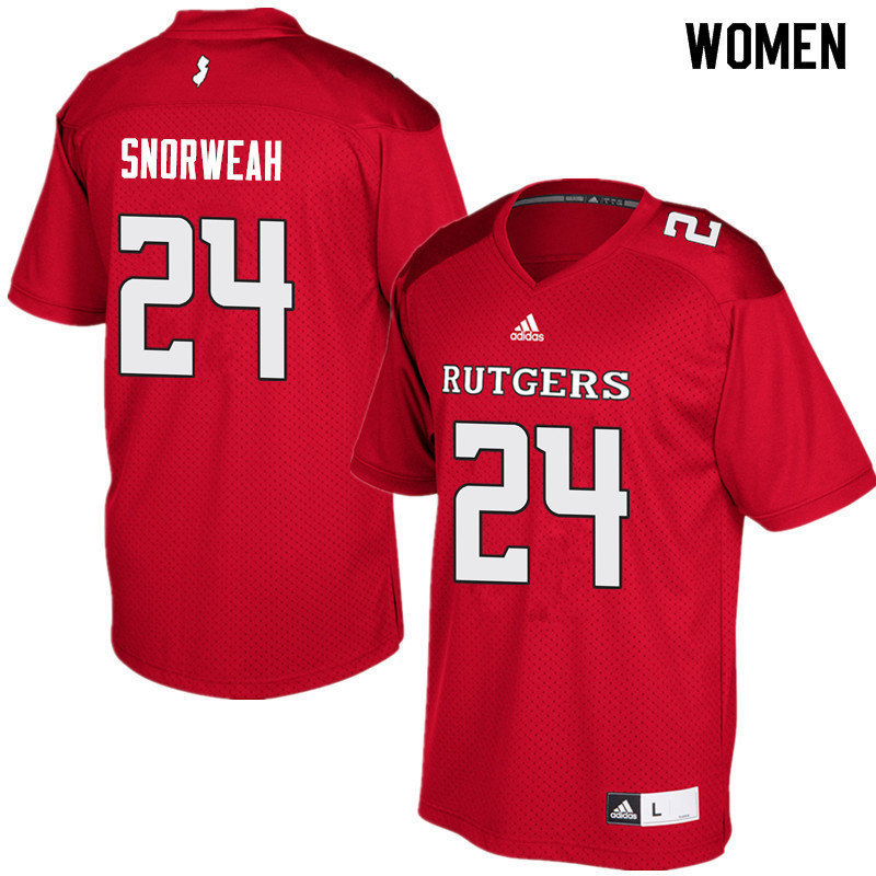 Women #24 Charles Snorweah Rutgers Scarlet Knights College Football Jerseys Sale-Red - Click Image to Close
